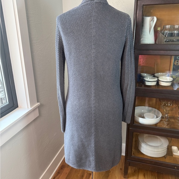 Cabi Gray Long Knit Cardigan Sweater Coat Women’s M | Button Front Pockets - Picture 4 of 7